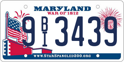 MD license plate 9BI3439
