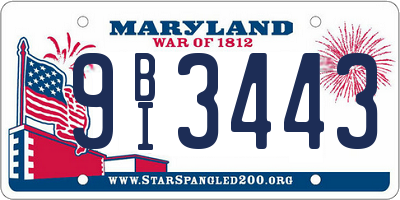 MD license plate 9BI3443