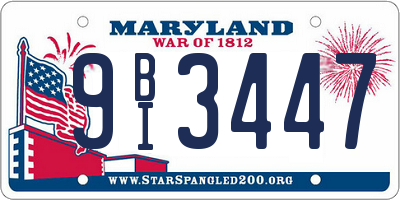 MD license plate 9BI3447