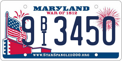 MD license plate 9BI3450
