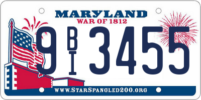 MD license plate 9BI3455