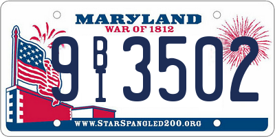 MD license plate 9BI3502