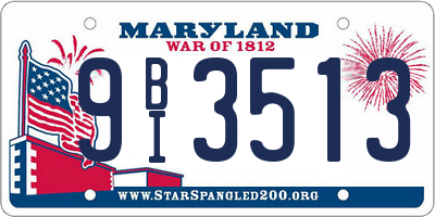 MD license plate 9BI3513