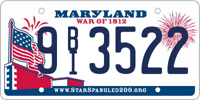 MD license plate 9BI3522