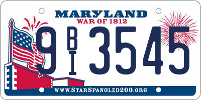 MD license plate 9BI3545