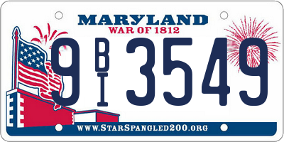 MD license plate 9BI3549