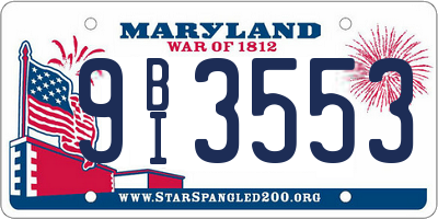 MD license plate 9BI3553