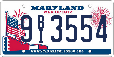 MD license plate 9BI3554