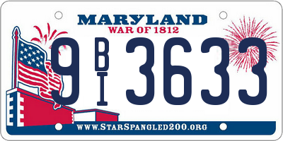 MD license plate 9BI3633