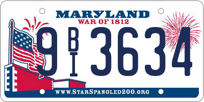 MD license plate 9BI3634