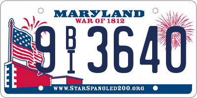 MD license plate 9BI3640
