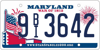 MD license plate 9BI3642