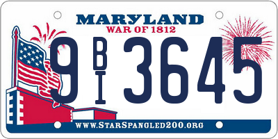 MD license plate 9BI3645