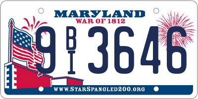MD license plate 9BI3646