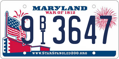 MD license plate 9BI3647