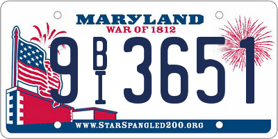 MD license plate 9BI3651