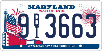 MD license plate 9BI3663