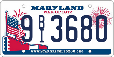 MD license plate 9BI3680
