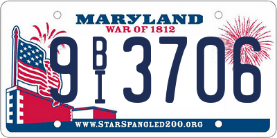 MD license plate 9BI3706