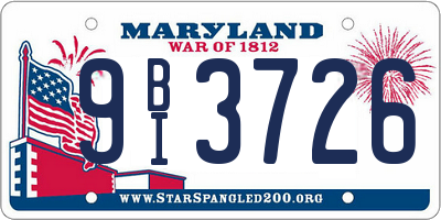 MD license plate 9BI3726