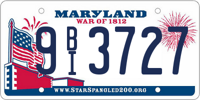 MD license plate 9BI3727