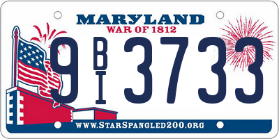 MD license plate 9BI3733
