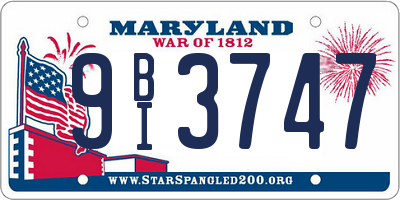 MD license plate 9BI3747