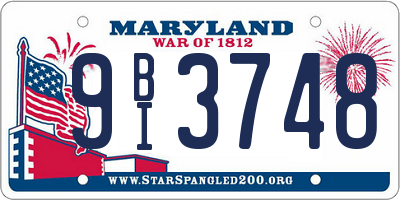 MD license plate 9BI3748