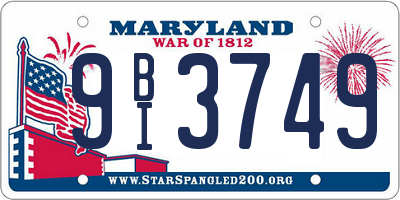 MD license plate 9BI3749