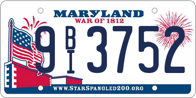 MD license plate 9BI3752