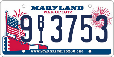 MD license plate 9BI3753