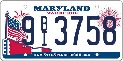 MD license plate 9BI3758
