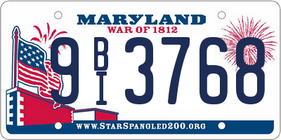 MD license plate 9BI3768