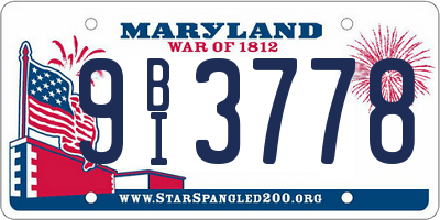 MD license plate 9BI3778