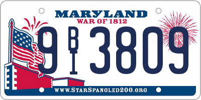 MD license plate 9BI3809