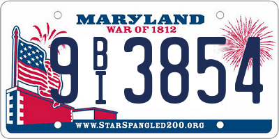 MD license plate 9BI3854