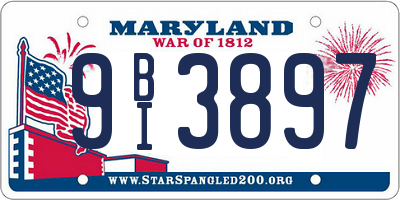 MD license plate 9BI3897