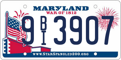 MD license plate 9BI3907