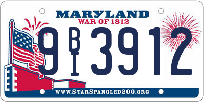 MD license plate 9BI3912