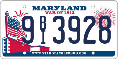 MD license plate 9BI3928