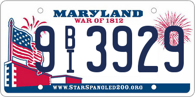 MD license plate 9BI3929