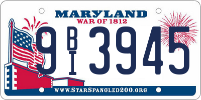 MD license plate 9BI3945