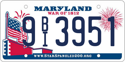MD license plate 9BI3951