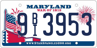 MD license plate 9BI3953