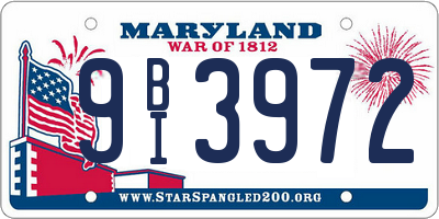 MD license plate 9BI3972