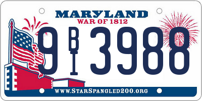 MD license plate 9BI3988