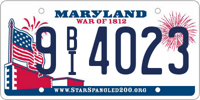 MD license plate 9BI4023