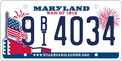 MD license plate 9BI4034