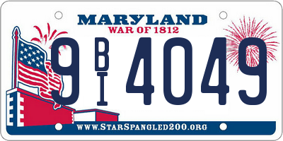 MD license plate 9BI4049