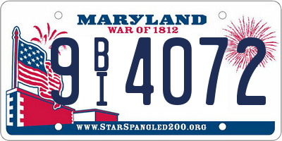 MD license plate 9BI4072